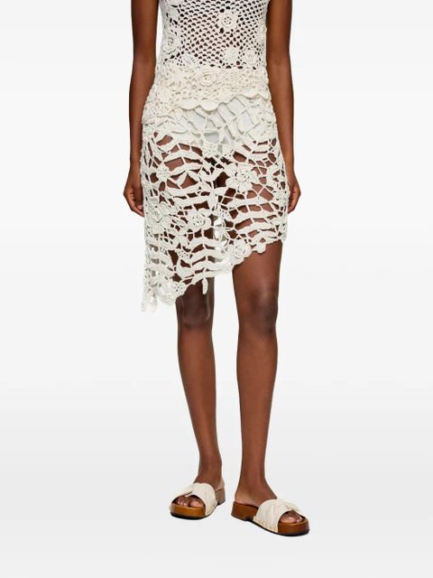 GANNI asymmetric floral crochet skirt - Neutrals