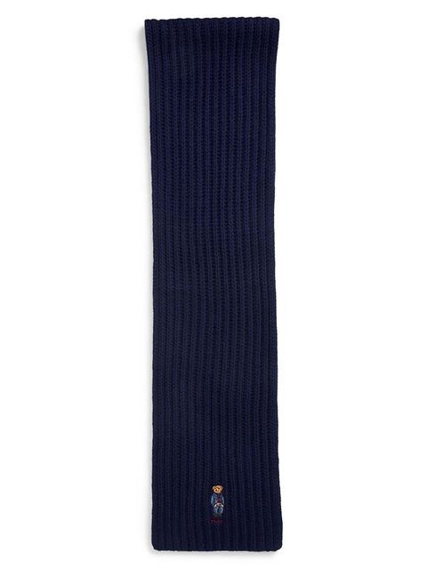 Polo Ralph Lauren szalik wełniany kolor granatowy gładki 455931877 - zdjęcie produktu nr 2