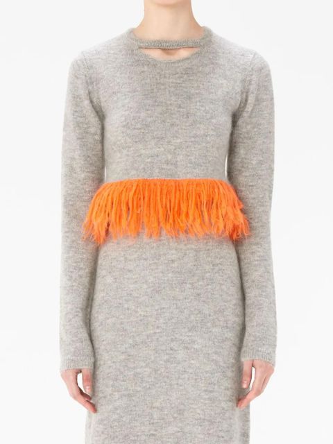 JW Anderson fringed-hem knitted jumper - Grey