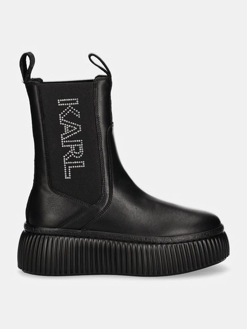 Karl Lagerfeld sztyblety skórzane KREEPER damskie kolor czarny na platformie KL42343 - zdjęcie produktu nr 1