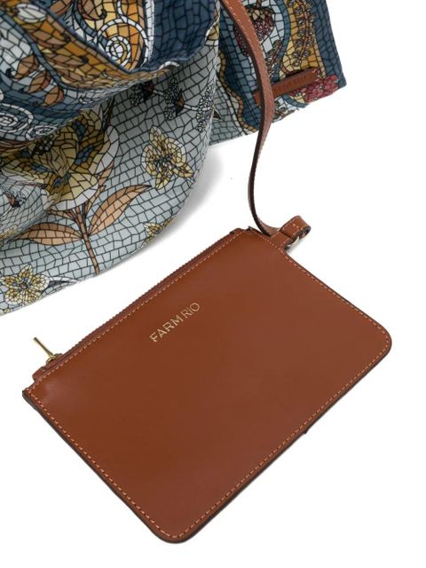 FARM Rio wooden handle print tote bag - Brown