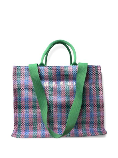 Marni woven shopping tote bag - Green - zdjęcie produktu nr 1