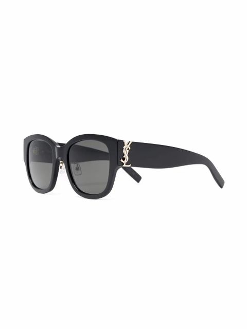 Saint Laurent Eyewear logo-plaque detail sunglasses - Black