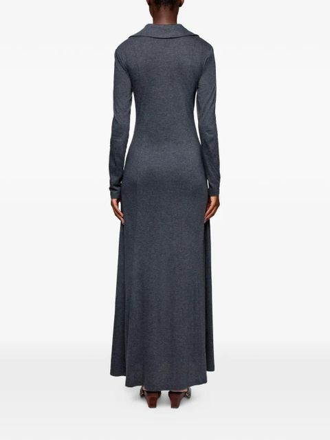 GANNI buttoned tie-waist maxi dress - Grey