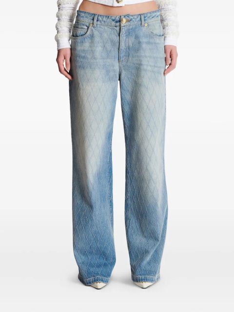 Balmain diamond-stitched jeans - Blue