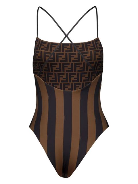 FENDI logo-print reversible swimsuit - Brown - zdjęcie produktu nr 2
