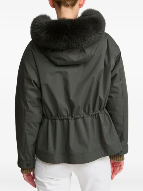 Yves Salomon fur-trimmed drawstring-hood coat - Green - zdjęcie produktu nr 2