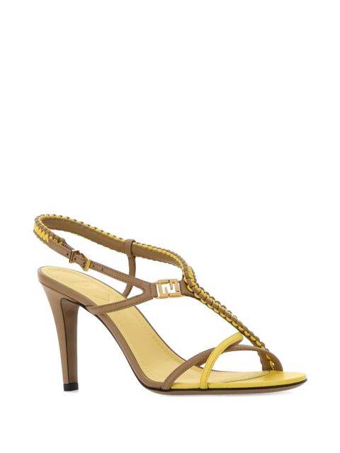 FENDI FFold two-tone ffold leather sandals - Yellow - zdjęcie produktu nr 2