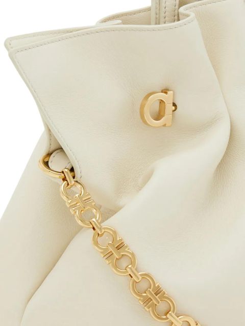 Ferragamo medium soft Gancini-pin gathered shoulder bag - Neutrals