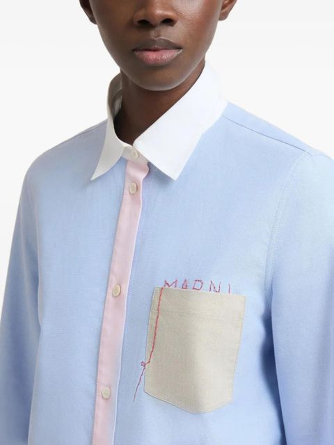 Marni contrast-collar oxford shirt - Blue