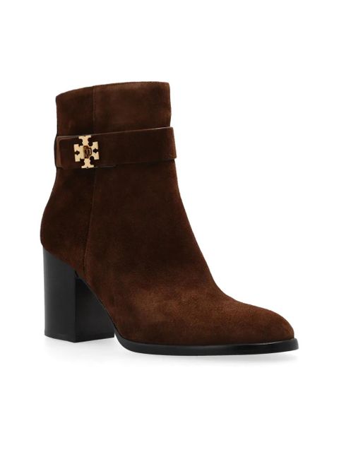 Tory Burch 90mm logo-plaque suede ankle boots - Brown - zdjęcie produktu nr 2