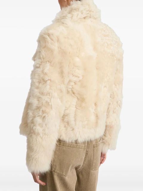 Yves Salomon cropped leather jacket - White