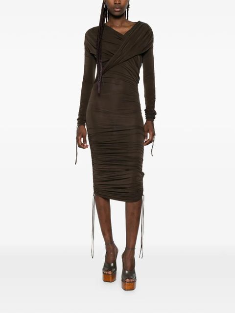 Balmain draped midi dress - Brown - zdjęcie produktu nr 2