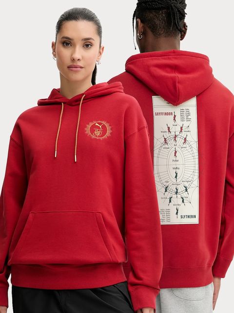 Puma bluza bawełniana PUMA x HARRY POTTER kolor bordowy z kapturem z aplikacją 630093