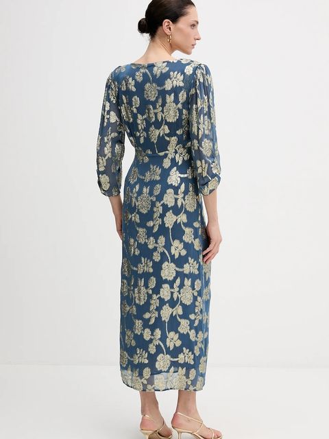 Hoss Intropia sukienka kolor niebieski midi rozkloszowana 8222120