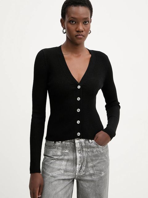 Pinko kardigan z dodatkiem wełny damski kolor czarny lekki 105506 A18M - zdjęcie produktu nr 1