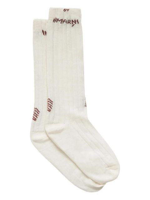 Marni embroidered-logo socks - White - zdjęcie produktu nr 1