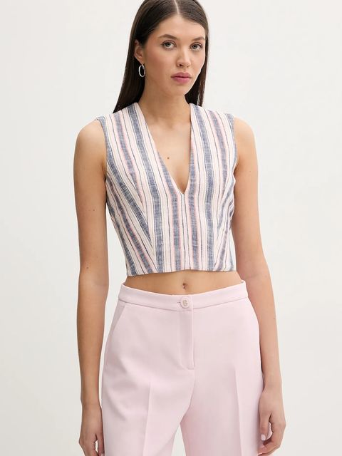 IRO bluzka bawełniana damska kolor beżowy wzorzysta WP16TULINE - zdjęcie produktu nr 1