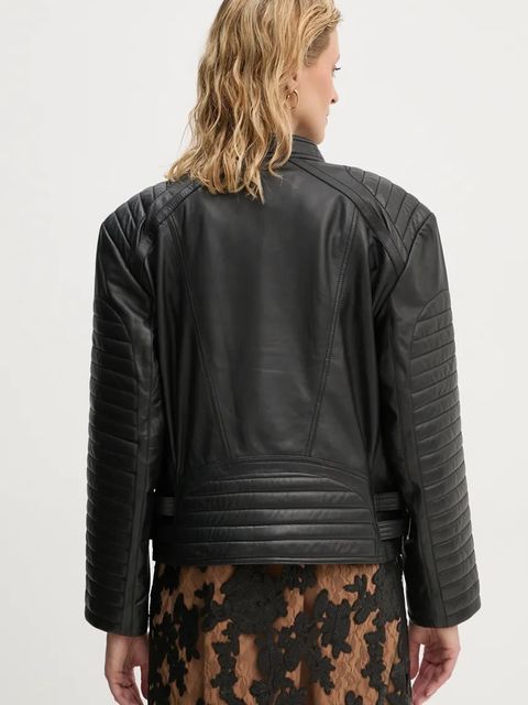 MUNTHE ramoneska skórzana TWEEKIE damska kolor czarny przejściowa 243152224304