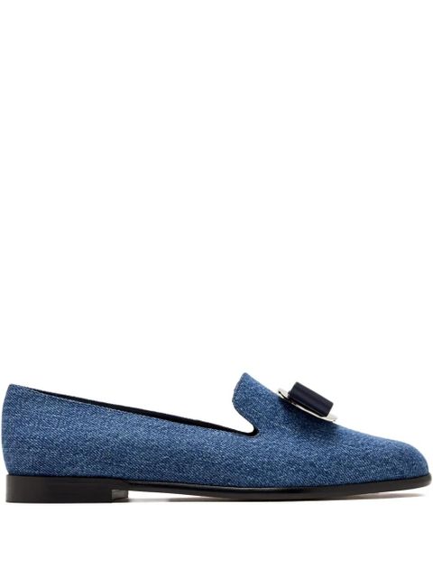 Ferragamo buckle-detailed denim loafers - Blue - zdjęcie produktu nr 1