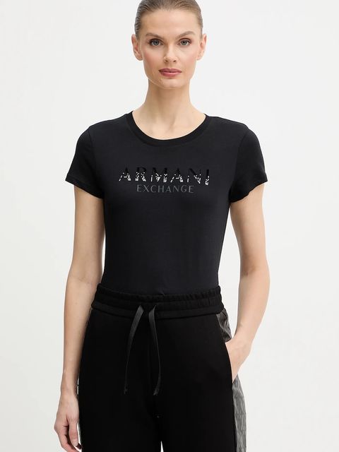 Armani Exchange t-shirt bawełniany damski kolor czarny XW001351 AF17172 - zdjęcie produktu nr 1