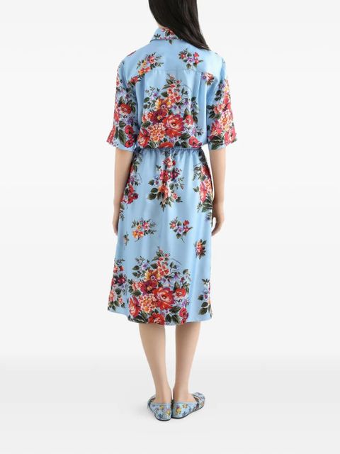 Dolce & Gabbana floral-print elasticated midi skirt - Blue
