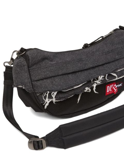 Diesel x Eastpak frayed denim shoulder bag - Black