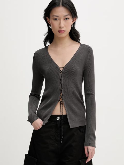 Miss Sixty kardigan damski z dodatkiem jedwabiu - zdjęcie produktu nr 1