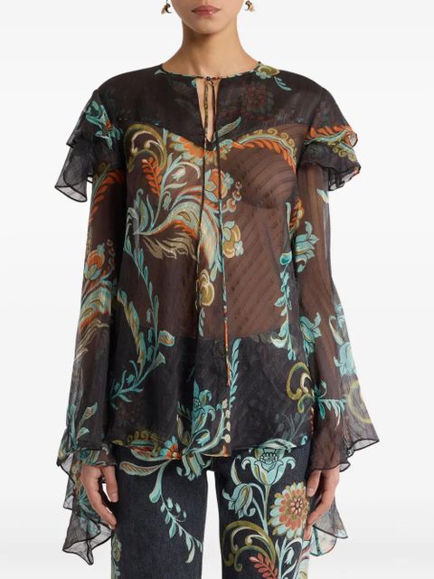 ETRO ruffled floral print blouse - Black - zdjęcie produktu nr 2
