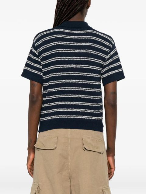 Moncler striped embroidered polo shirt - Blue