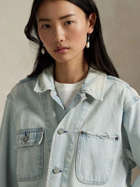 Polo Ralph Lauren kurtka jeansowa bawełniana kolor niebieski przejściowa 211959042