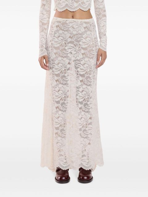 Rabanne floral-lace sheer skirt - White