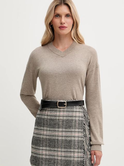 United Colors of Benetton sweter z dodatkiem wełny damski kolor beżowy lekki 102HD4032 - zdjęcie produktu nr 1