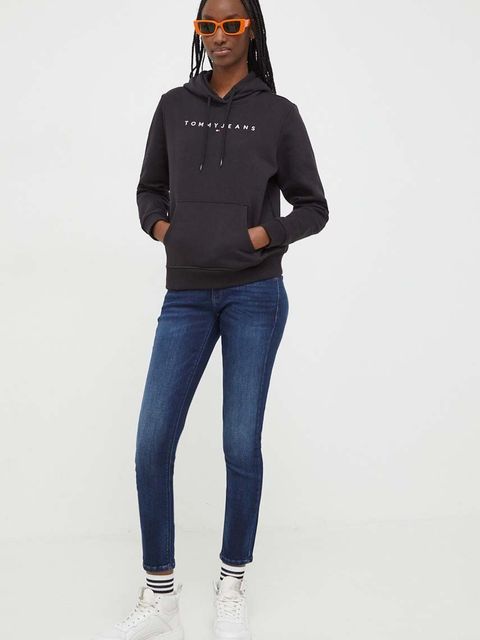 Tommy Jeans bluza damska kolor czarny z kapturem DW0DW17324