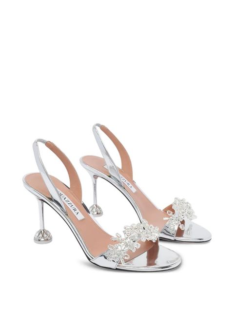 Aquazzura 85mm crystal-embellished slingback sandals - Silver - zdjęcie produktu nr 2