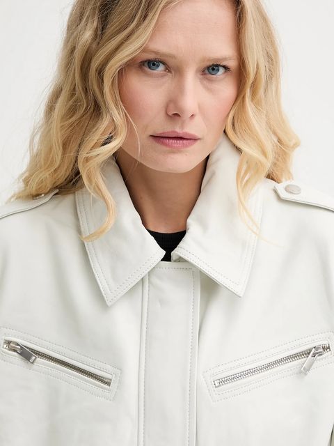 Gestuz ramoneska jeansowa kolor biały przejściowa 10910163