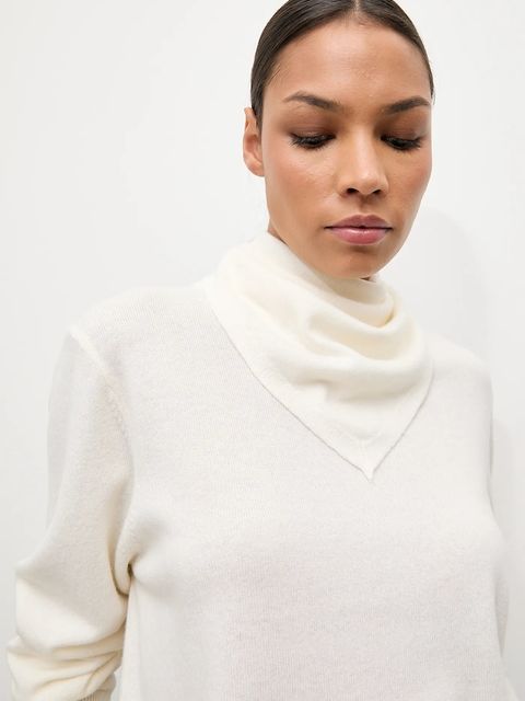 Answear.LAB sweter z wełny merino z apaszką damski kolor beżowy lekki