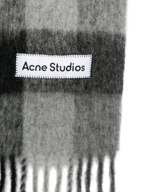 Acne Studios checked scarf - Grey