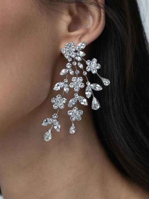 Jennifer Behr 18kt gold plated Daphne crystal drop earrings - Silver