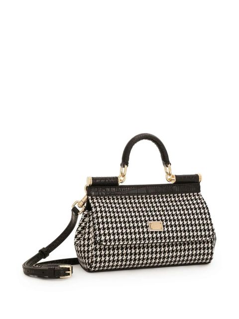 Dolce & Gabbana small Sicily houndstooth tote bag - Black - zdjęcie produktu nr 2