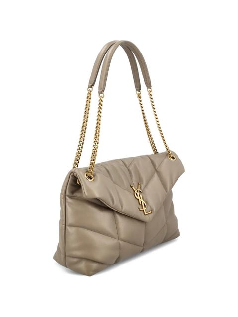 Saint Laurent medium puffer bag in lambskin leather - Neutrals