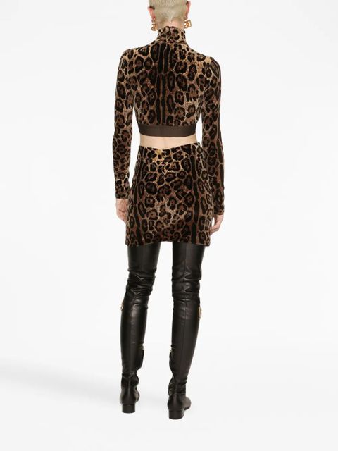 Dolce & Gabbana leopard-print high-neck blouse - Brown