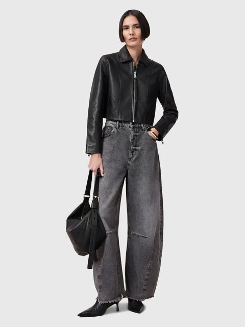 AllSaints kurtka skórzana ALMA kolor czarny przejściowa W007LC