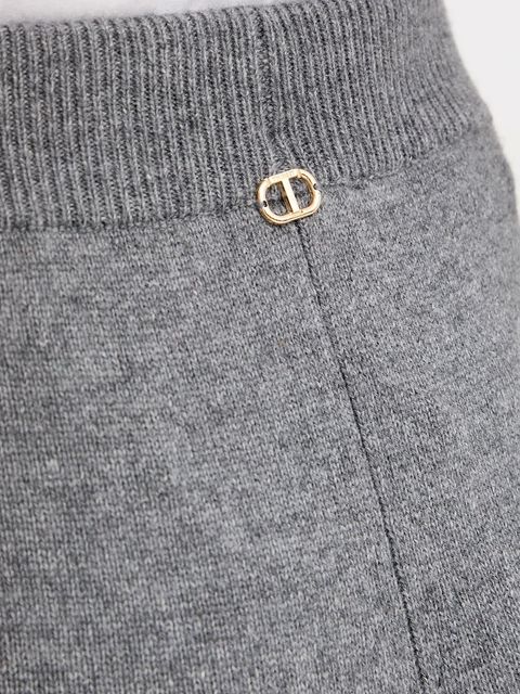 Twinset spodnie dresowe z wełną kolor szary gładkie 252TT3352