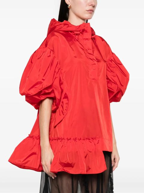 Simone Rocha ruffle-detail petal-sleeve hoodie - Red