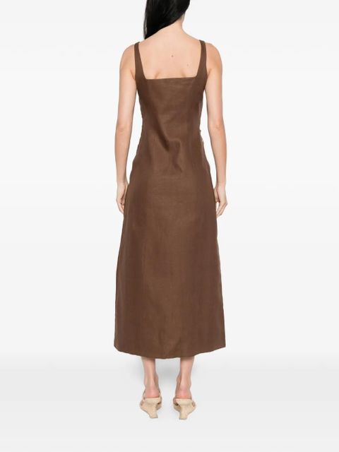 Maje eyelet-detail midi dress - Brown