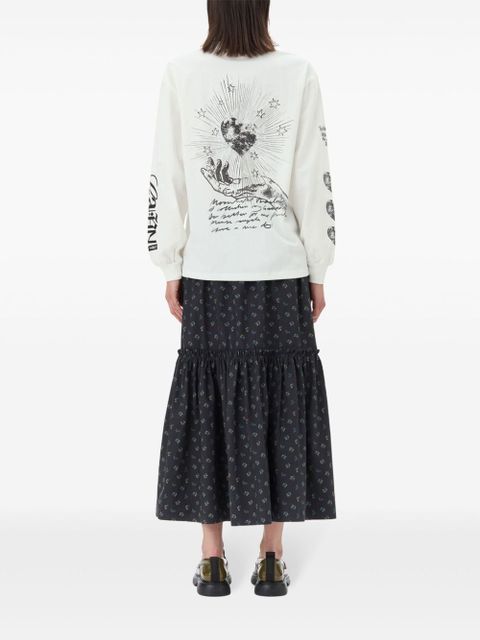 GANNI floral-print smock maxi skirt - Black