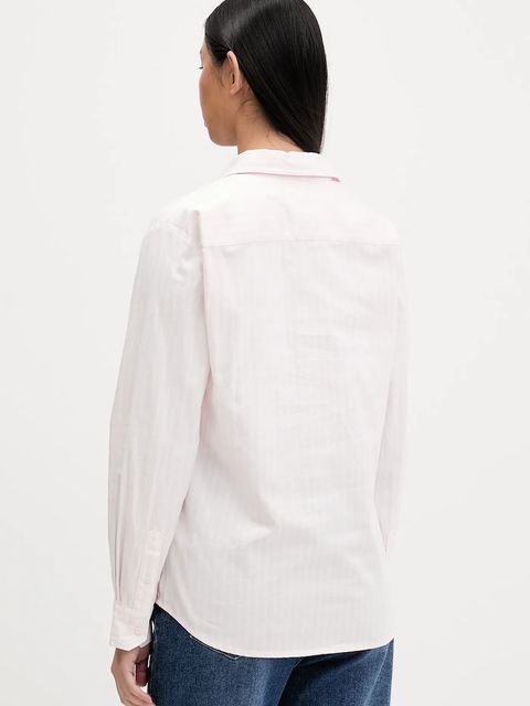 Tommy Jeans koszula bawełniana damska kolor różowy regular z kołnierzykiem klasycznym DW0DW19890