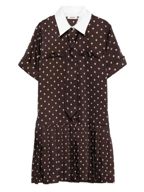 SANDRO geometric-print mini dress - Brown - zdjęcie produktu nr 1