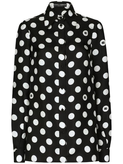 Dolce & Gabbana polka-dot silk twill shirt - Black - zdjęcie produktu nr 1